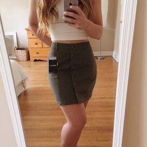 Olive button down skirt